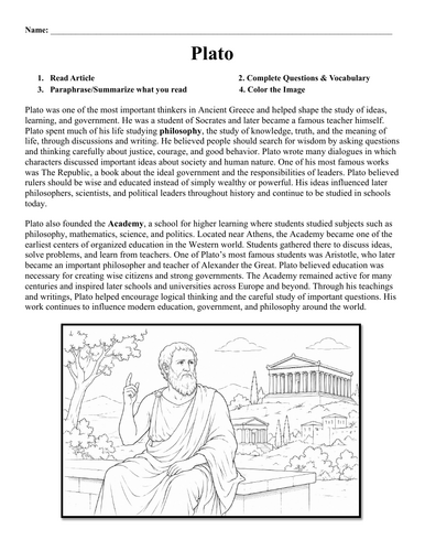 Plato Worksheet
