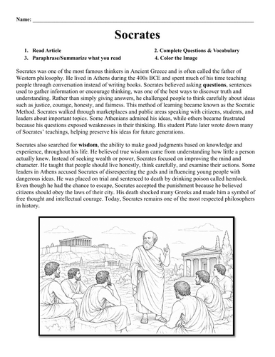 Socrates Worksheet
