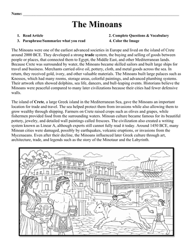 The Minoans Worksheet
