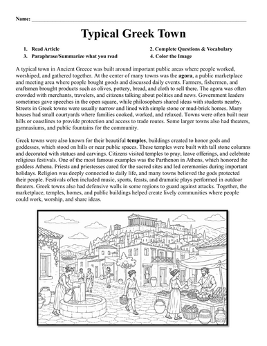 Typical Greek Town Worksheet