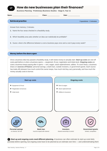 Business Planning Startup Finance NSW St6