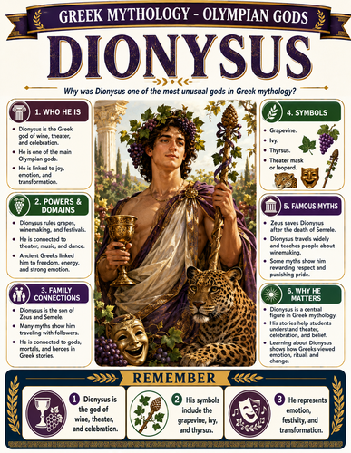 Dionysus I Greek Mythology I Infographic