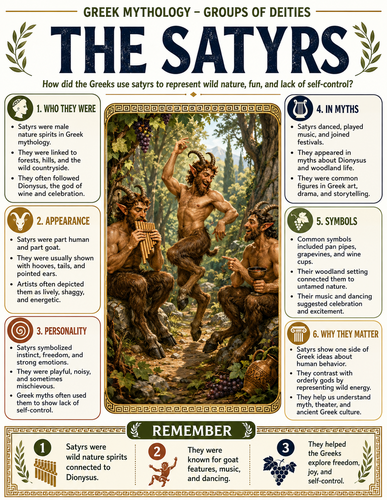 The Satyrs I Greek Mythology I Infographic