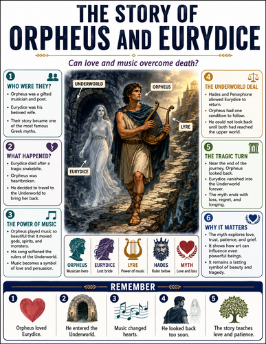 The Story of Orpheus and Eurydice I Greek Mythology I Infographic