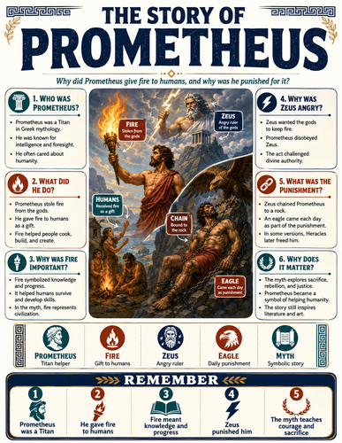 The Story of Prometheus I Greek Mythology I Infographic