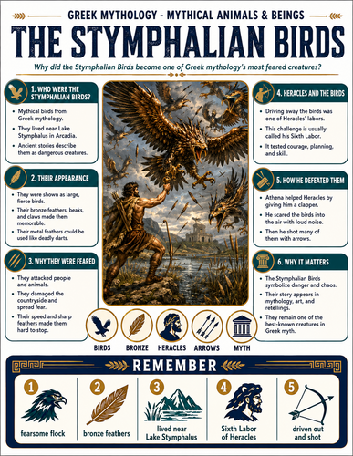 The Stymphalian Birds I Greek Mythology I Infographic