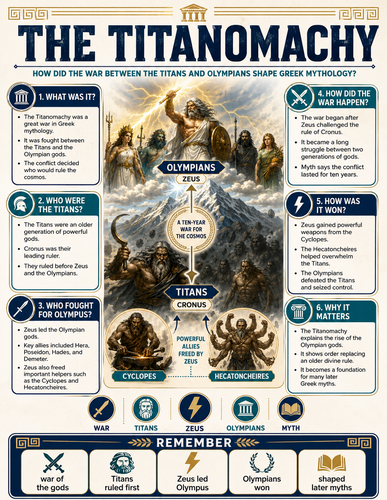 The Titanomachy I Greek Mythology I Infographic