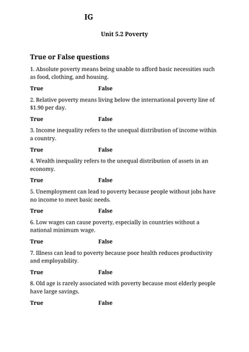 IG Econ Unit 5.2 Poverty
