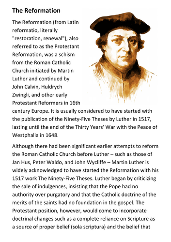 The Reformation Handout