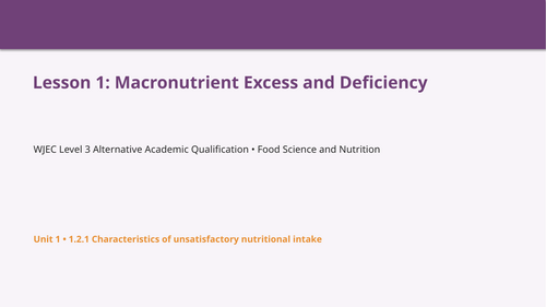WJEC 2026-2027 AAQ Level 3 Food- Unit 1.2.1