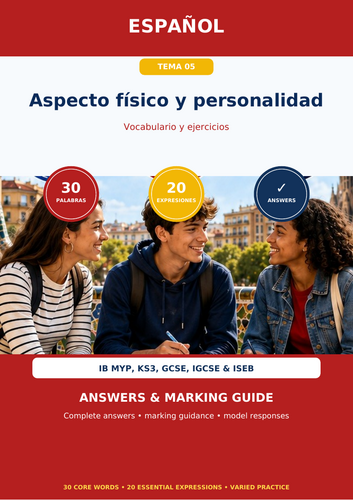 Spanish Physical Appearance & Personality | IB MYP, KS3, GCSE, IGCSE & ISEB | Vocabulary Workbook +