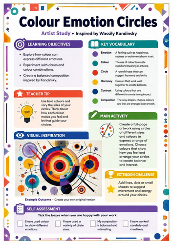 Wassily Kandinsky Colour Emotion Circles | KS3 Abstract Art Worksheet