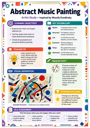 Kandinsky Abstract Music Painting | KS3 Art & Music Inspired Worksheet