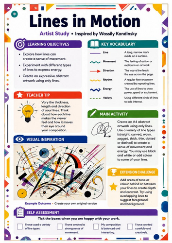 Kandinsky Lines in Motion | KS3 Line & Movement Art Worksheet