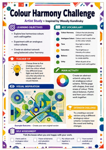 Kandinsky Colour Harmony Challenge | KS3 Colour Theory Art Worksheet