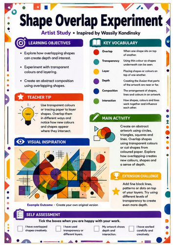 Kandinsky Shape Overlap Experiment | KS3 Abstract Art Worksheet