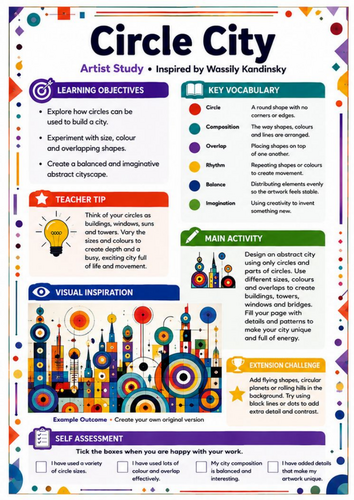 Kandinsky Circle City | KS3 Abstract Cityscape Art Worksheet