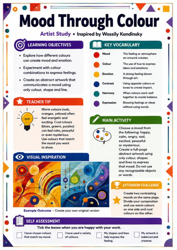 Kandinsky Mood Through Colour | KS3 Colour & Emotion Art Worksheet