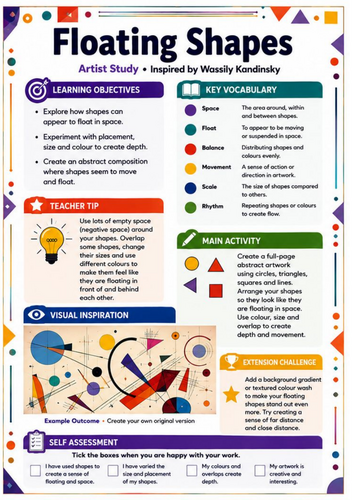 Kandinsky Floating Shapes | KS3 Abstract Composition Worksheet