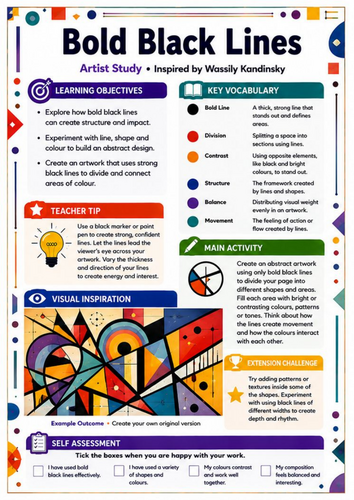 Kandinsky Bold Black Lines | KS3 Abstract Art & Line Worksheet