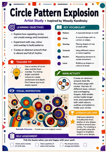 Kandinsky Circle Pattern Explosion | KS3 Abstract Art Worksheet