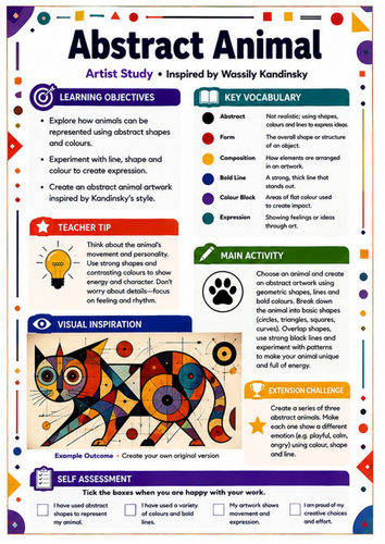 Kandinsky Abstract Animal | KS3 Abstract Art & Shape Worksheet