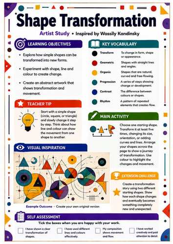 Kandinsky Shape Transformation | KS3 Abstract Art Worksheet