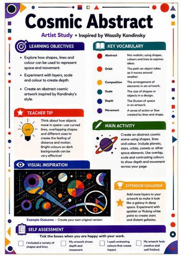 Kandinsky Cosmic Abstract | KS3 Space & Abstract Art Worksheet