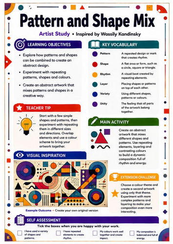 Kandinsky Pattern and Shape Mix | KS3 Abstract Art Worksheet