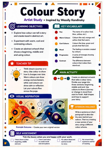 Kandinsky Colour Story | KS3 Colour, Mood & Abstract Art Worksheet