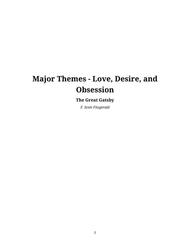 The Great Gatsby – F. Scott Fitzgerald – Love, Desire, and Obsession