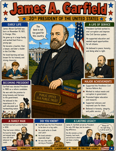 James A. Garfield I Educational Infographic