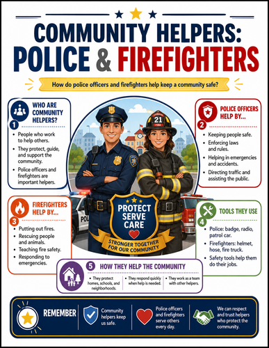 Community Helpers - Police & Firefighters I Educational Poster