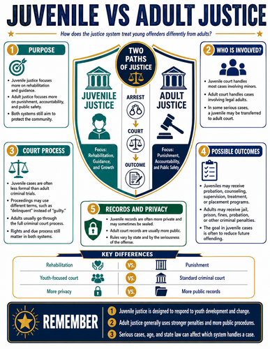 Juvenile vs Adult Justice I Educational Poster