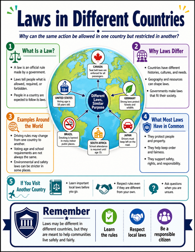 Laws in Different Countries I Educational Poster