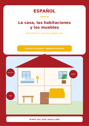 Spanish House, Home, Rooms & Furniture | IB MYP, KS3, GCSE, IGCSE & ISEB | Vocabulary Workbook + Ans