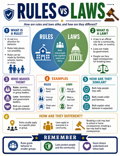 Rules vs Laws I Educational Poster