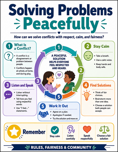 Solving Problems Peacefully I Educational Poster