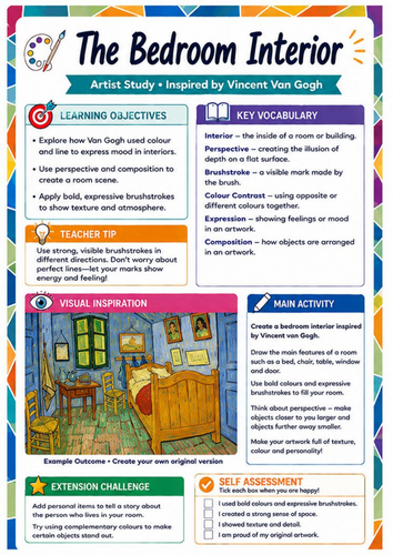 Vincent van Gogh Bedroom Worksheet | Interior & Perspective KS3 Art Activity