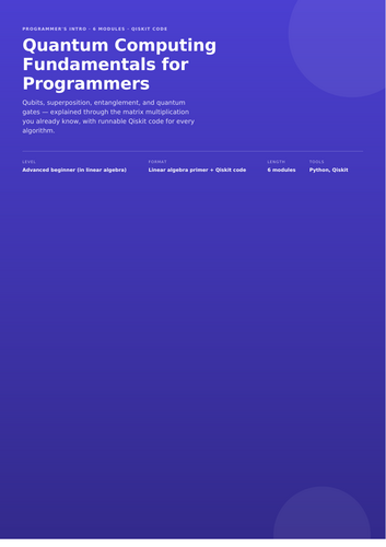 Quantum Computing Fundamentals for Programmers: Qubits, Gates, Entanglement & Qiskit
