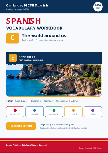 Cambridge IGCSE Spanish 0530 Topic C The World Around Us | Vocabulary, Reading and Writin