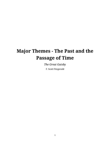 The Great Gatsby – F. Scott Fitzgerald – The Past and the Passage of Time