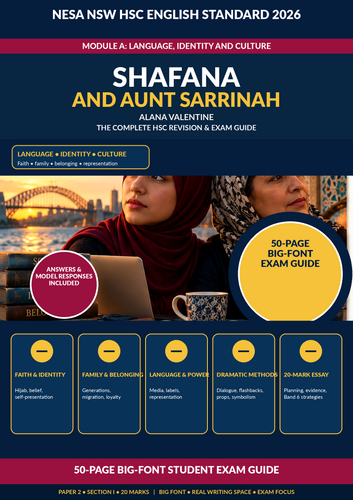 NESA NSW HSC English Standard 2026 | Shafana and Aunt Sarrinah | 69-Page Module A Bundle + Answers