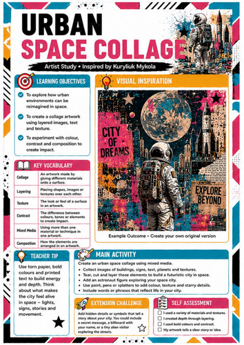 Urban Space Collage Art Worksheet | KS3 Mixed Media & Collage | Kuryliuk Mykola
