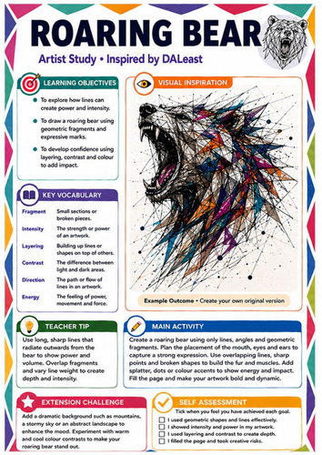 DALeast Inspired Fantasy Phoenix Art Worksheet | Line, Shape & Movement | KS3 Art