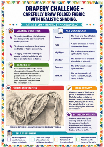 Michelangelo Muscular Figure Study | KS3 Anatomy & Figure Drawing Worksheet
