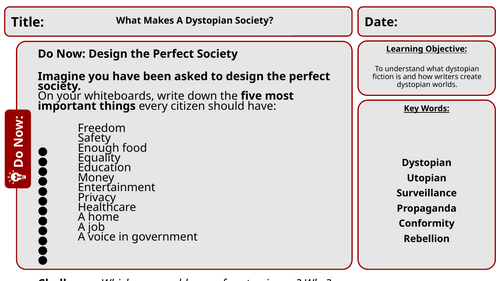 Introduction to Dystopian Writing