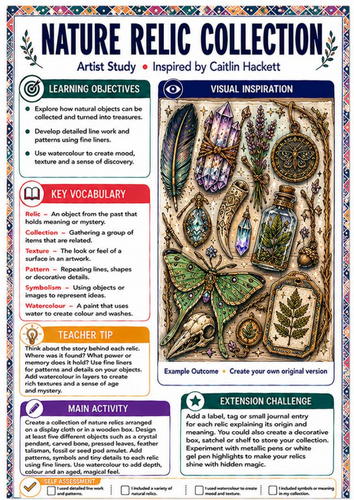 Caitlin Hackett Artist Study – Nature Relic Collection | KS3 Art Worksheet