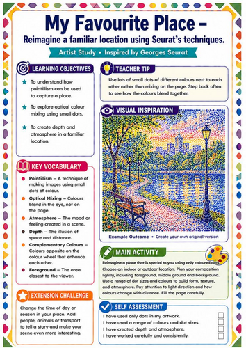 Georges Seurat My Favourite Place Worksheet | Pointillism KS3 Art Activity