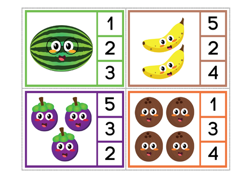 Fruits Counting Maths Activity for EYFS and KS1 - Pegs Activity